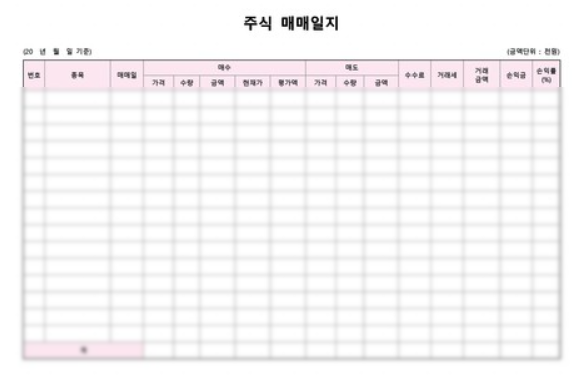 주식 매매일지 엑셀